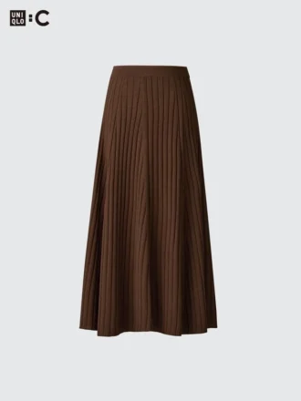 Falda acanalada de mezcla de merino para mujer