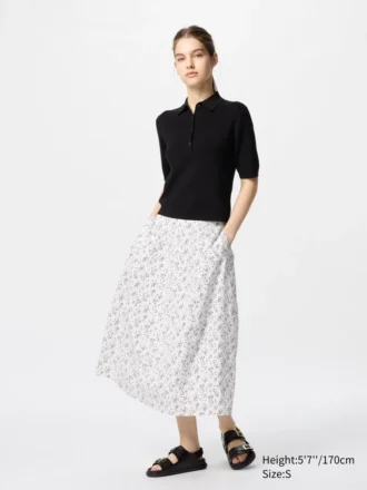 Falda Cocoon de algodón para mujer | Estampada