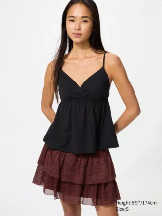 Falda con fruncidos y volantes para mujer