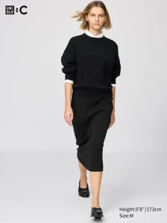 Falda de mujer lavable con canalé milanés