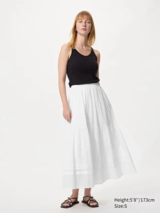Falda maxi con volantes para mujer