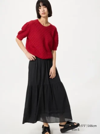 Falda maxi con volantes para mujer