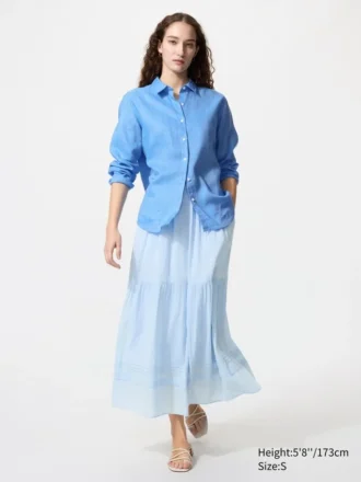 Falda maxi con volantes para mujer
