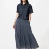 Falda maxi con volantes para mujer | Rayas Falda maxi con volantes para mujer | Rayas