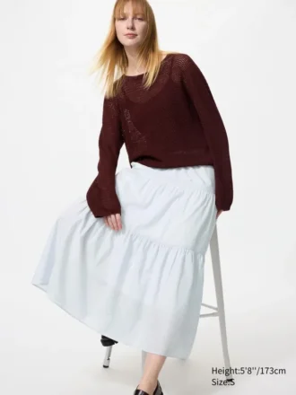 Falda maxi con volantes para mujer | Rayas