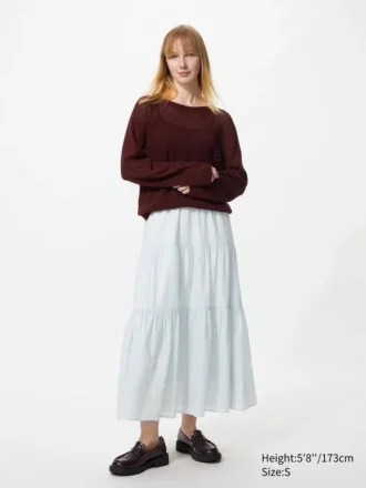 Falda maxi con volantes para mujer | Rayas