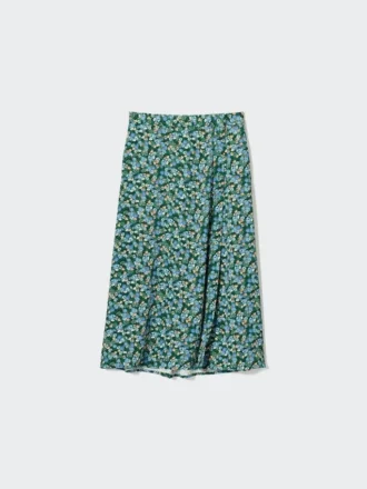 Falda midi estampada con abertura para mujer