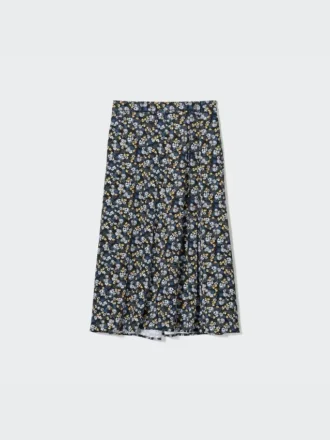 Falda midi estampada con abertura para mujer