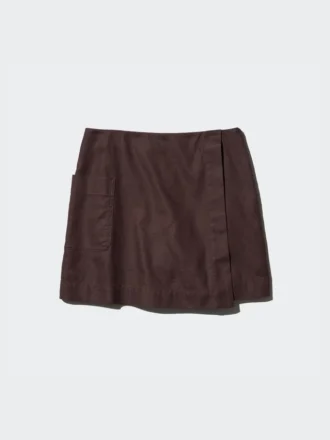 Falda pantalón de mezcla de lino para mujer