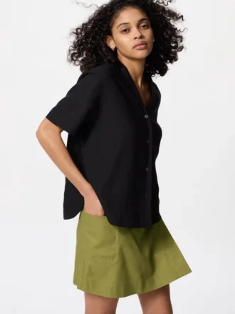 Falda pantalón de mezcla de lino para mujer