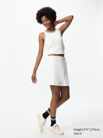 Falda pantalón de mezcla de lino para mujer