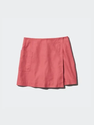 Falda pantalón de mezcla de lino para mujer