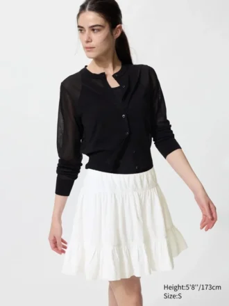 Falda voluminosa de seersucker para mujer