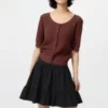 Falda voluminosa de seersucker para mujer Falda voluminosa de seersucker para mujer