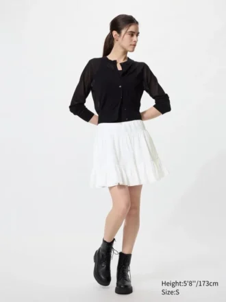 Falda voluminosa de seersucker para mujer