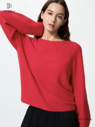 Jerséis de mujer de algodón 3D Knit con mangas voluminosas