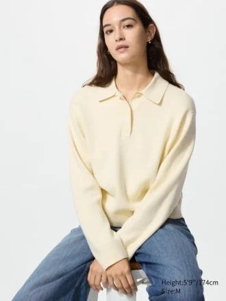 Jerséis de polos de algodón liso para mujer
