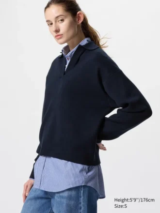 Jerséis de polos holgados de algodón suave para mujer