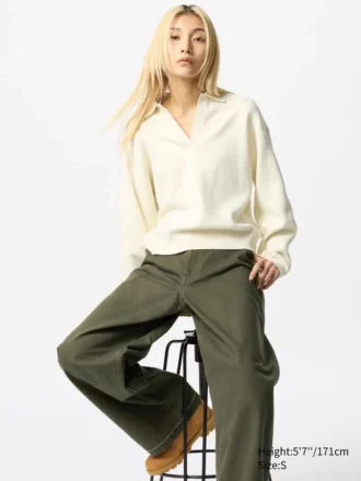 Jerséis de polos holgados de algodón suave para mujer