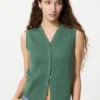 Jerséis sin mangas con cuello en V festoneado para mujer Jerséis sin mangas con cuello en V festoneado para mujer