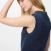 Jerséis sin mangas con cuello en V festoneado para mujer Jerséis sin mangas con cuello en V festoneado para mujer