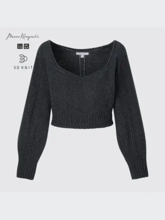 Jerséu de manga larga con volumen 3D Knit para mujer Jerséu de manga larga con volumen 3D Knit para mujer