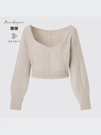 Jerséu de manga larga con volumen 3D Knit para mujer Jerséu de manga larga con volumen 3D Knit para mujer