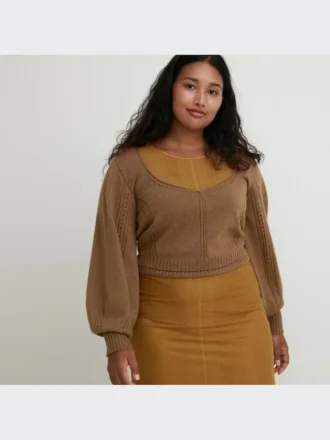 Jerséu de manga larga con volumen 3D Knit para mujer Jerséu de manga larga con volumen 3D Knit para mujer