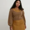 Jerséu de manga larga con volumen 3D Knit para mujer Jerséu de manga larga con volumen 3D Knit para mujer