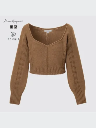 Jerséu de manga larga con volumen 3D Knit para mujer Jerséu de manga larga con volumen 3D Knit para mujer