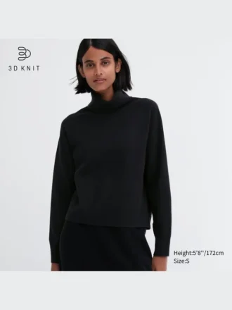 Jerséu de manga larga de punto 3D Knit con Souffle Yarn para mujer