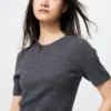 Jerséu de merino 3D Knit para mujer | Mangas cortas Jerséu de merino 3D Knit para mujer | Mangas cortas