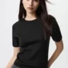Jerséu de merino 3D Knit para mujer | Mangas cortas Jerséu de merino 3D Knit para mujer | Mangas cortas