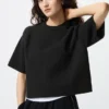 Jerséu de mujer con canalé milanés lavable | Mangas cortas Jerséu de mujer con canalé milanés lavable | Mangas cortas