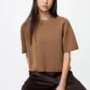 Jerséu de mujer con canalé milanés lavable | Mangas cortas Jerséu de mujer con canalé milanés lavable | Mangas cortas