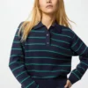 Jerséu polo de algodón liso para mujer | A rayas Jerséu polo de algodón liso para mujer | A rayas