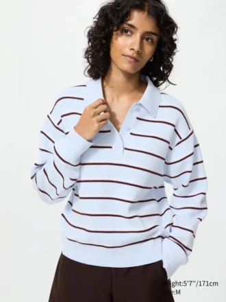 Jerséu polo de algodón liso para mujer | A rayas