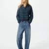 Jerséu polo de algodón liso para mujer | A rayas Jerséu polo de algodón liso para mujer | A rayas