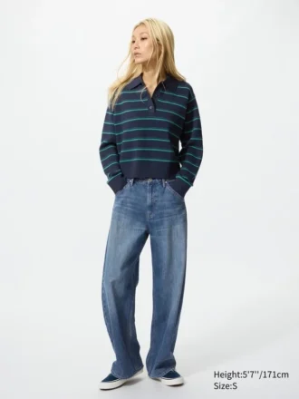Jerséu polo de algodón liso para mujer | A rayas