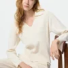 Jerséu polo de punto acanalado lavável para mulher Jerséu polo de punto acanalado lavável para mulher