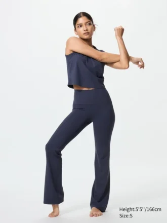 Leggings acampanados con canalé suave AIRism para mujer