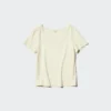 Mini camiseta de cuello redondo con punto calado para mujer Mini camiseta de cuello redondo con punto calado para mujer