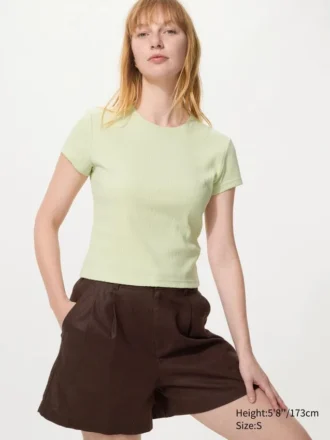 Mini camiseta de mujer con canalé