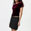 Mini camiseta de terciopelo suave para mujer Mini camiseta de terciopelo suave para mujer