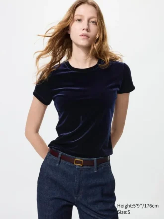 Mini camiseta de terciopelo suave para mujer Mini camiseta de terciopelo suave para mujer
