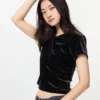 Mini camiseta de terciopelo suave para mujer Mini camiseta de terciopelo suave para mujer