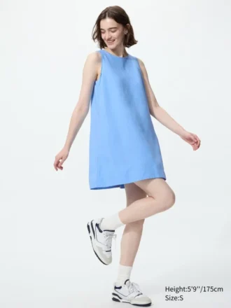 Minivestido de mezcla de lino para mujer