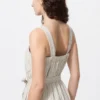 Mono con pliegues de mezcla de lino para mujer | A rayas Mono con pliegues de mezcla de lino para mujer | A rayas