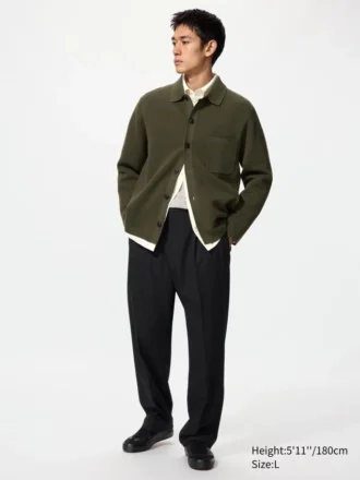 Pantalones anchos con pliegues para hombre