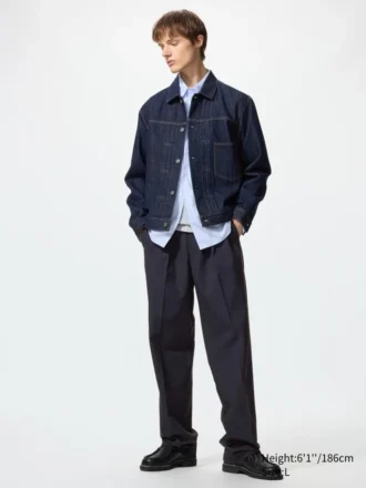 Pantalones anchos con pliegues para hombre | Altura larga
